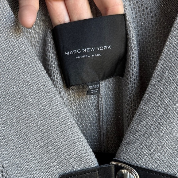 Marc New York Gray Knit Poncho with Toggle - Picture 2 of 8